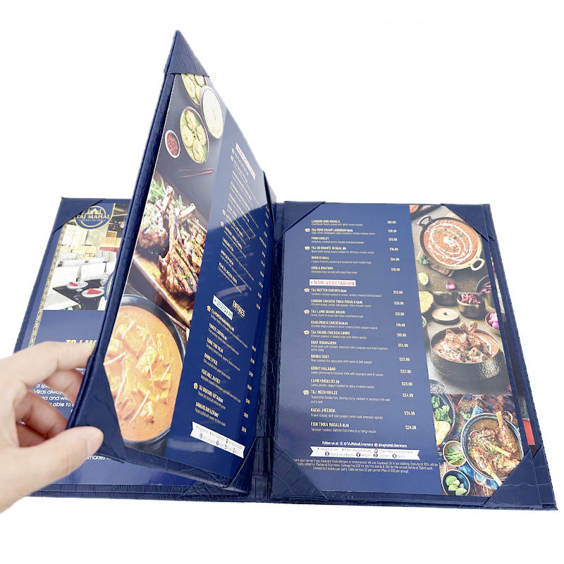 Customized Pvc /Pu Leather Menu Holder Food Menu Board Restaurant Menu Cover Holder