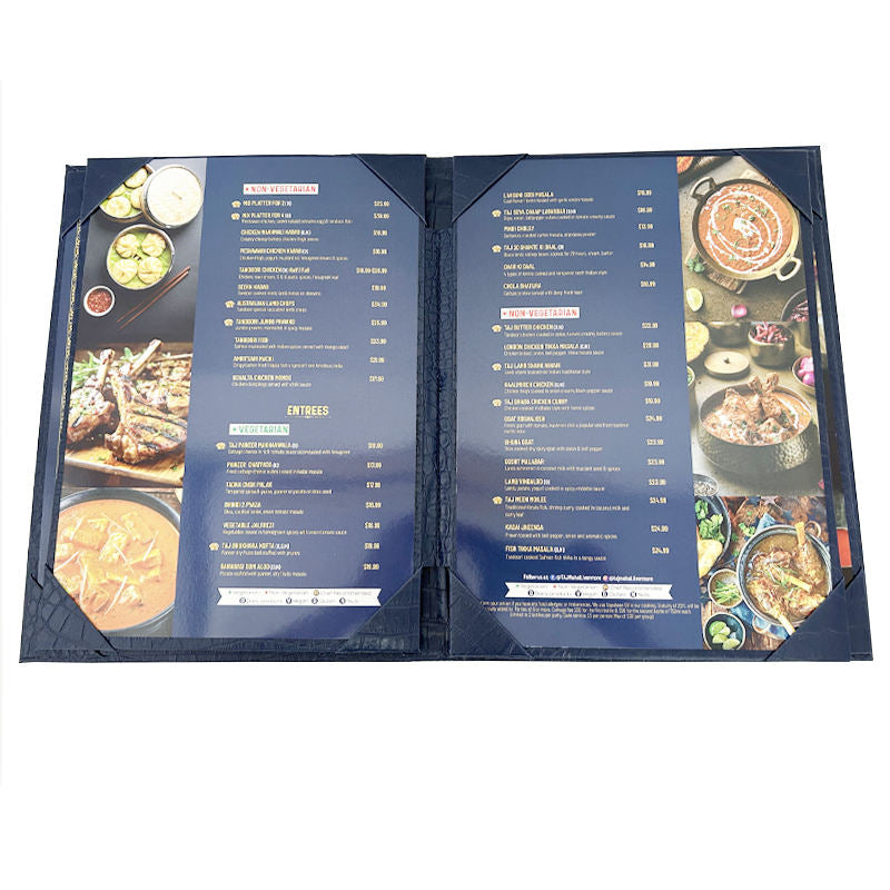 Customized Pvc /Pu Leather Menu Holder Food Menu Board Restaurant Menu Cover Holder