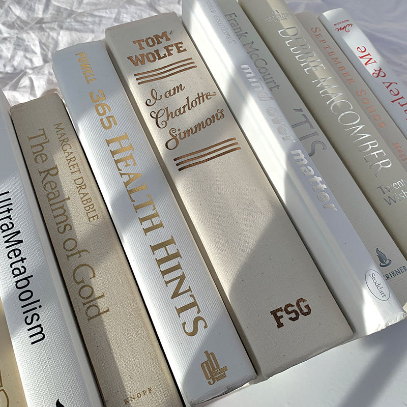 Custom Fake Book Gold Foil Dummy Decorative Empty Books Neutral Earth Tone Book Shelf Decor
