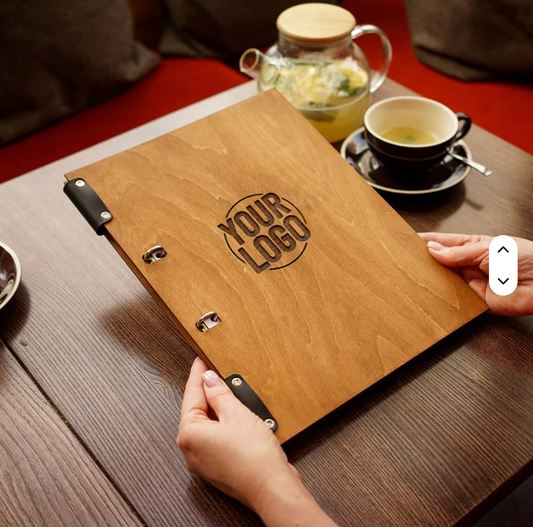 A4 A5 Customized Size Wedding Menu Personalized Wooden Menu Cover with Clamps Wooden Menu Clips