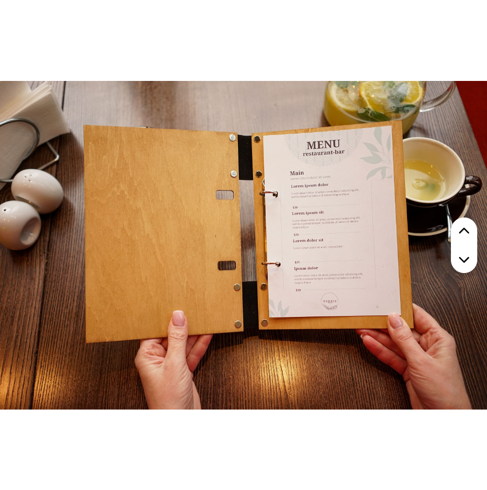 A4 A5 Customized Size Wedding Menu Personalized Wooden Menu Cover with Clamps Wooden Menu Clips